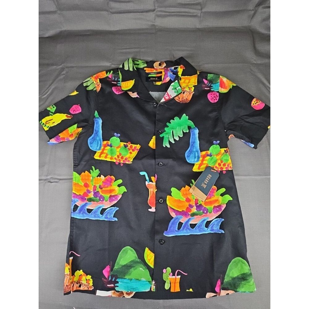 NEW Roark‎ Black Gonzo Tahiti Treat Classic Fit Shirt Cotton/tencel Size Small